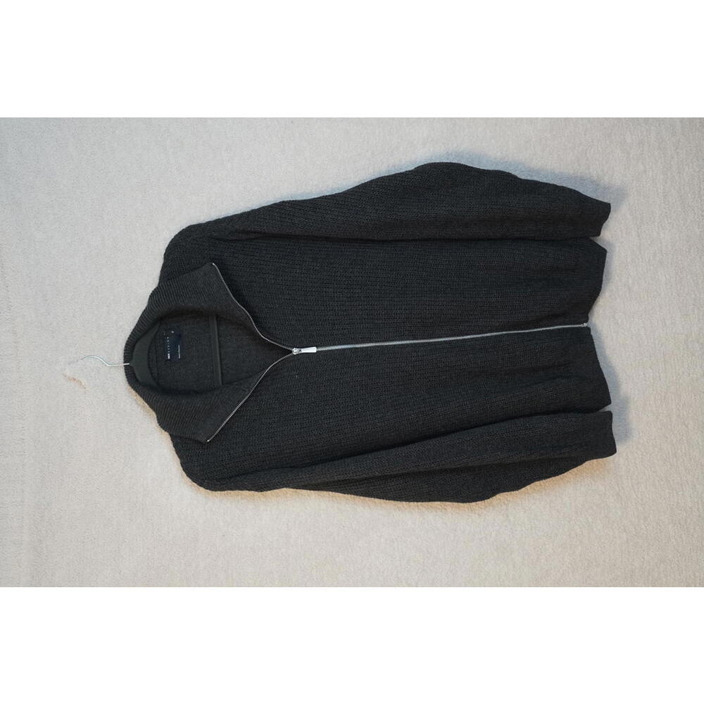 ASOS DESIGN Men's Black Full-Zip Knit Sweater, Size XL